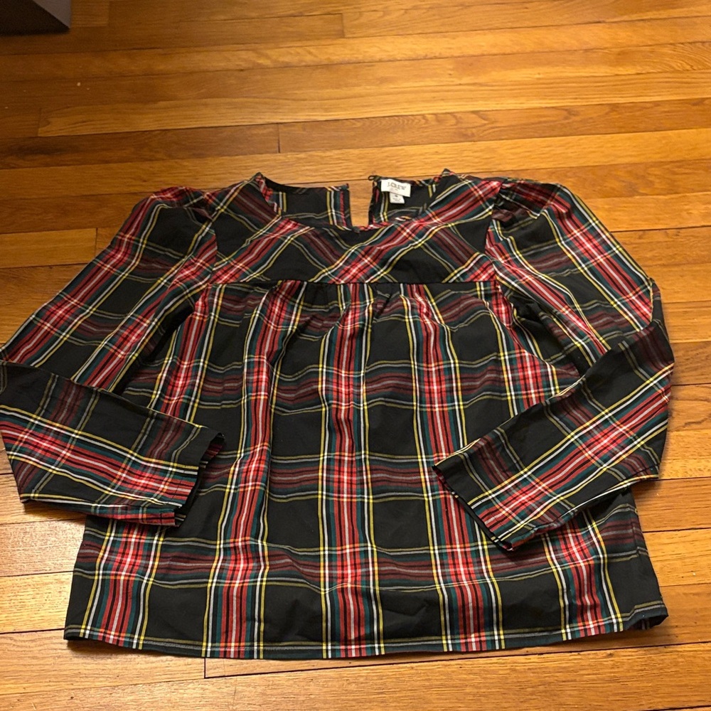 J. Crew Women's Plaid Blouse - Black and Red